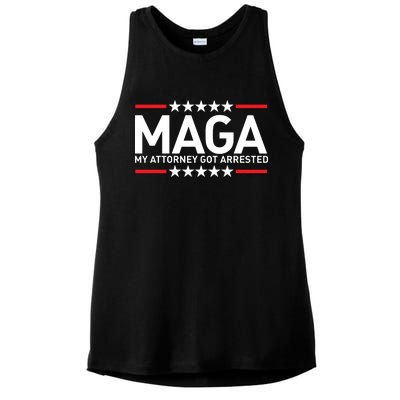 Trump My Attorney Got Arrested MAGA Ladies PosiCharge Tri-Blend Wicking Tank