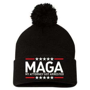 Trump My Attorney Got Arrested MAGA Pom Pom 12in Knit Beanie