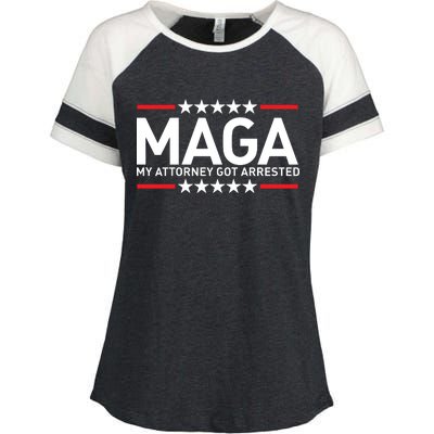 Trump My Attorney Got Arrested MAGA Enza Ladies Jersey Colorblock Tee