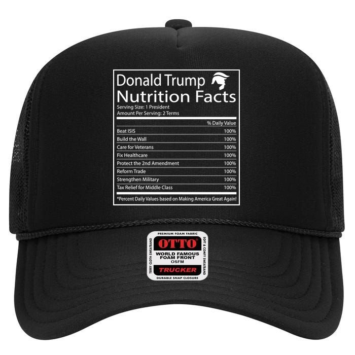 Trump Nutrition Facts Make America Great High Crown Mesh Back Trucker Hat