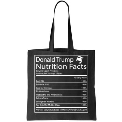 Trump Nutrition Facts Make America Great Tote Bag