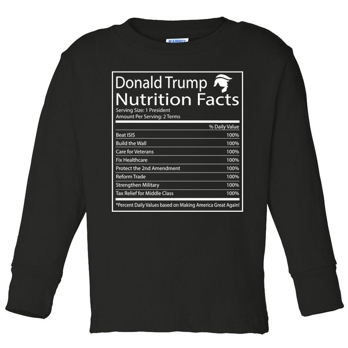 Trump Nutrition Facts Make America Great Toddler Long Sleeve Shirt