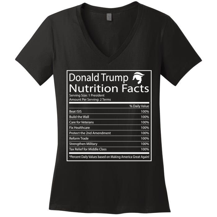 Trump Nutrition Facts Make America Great Women's V-Neck T-Shirt