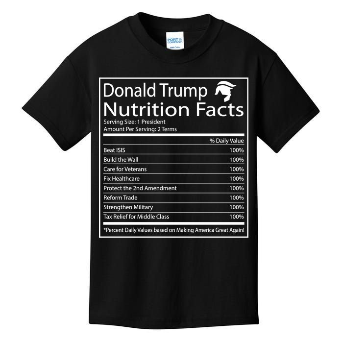 Trump Nutrition Facts Make America Great Kids T-Shirt