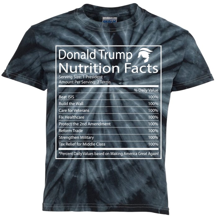 Trump Nutrition Facts Make America Great Kids Tie-Dye T-Shirt