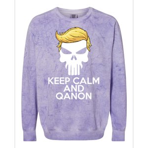 Trump Punisher Skull Keep Calm And Qanon Colorblast Crewneck Sweatshirt