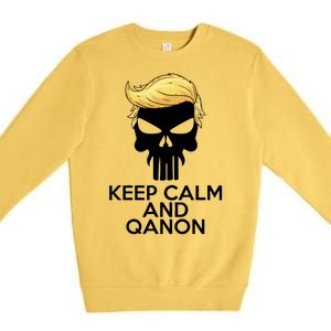 Trump Punisher Skull Keep Calm And Qanon Premium Crewneck Sweatshirt