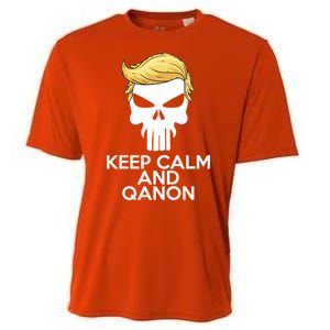 Trump Punisher Skull Keep Calm And Qanon Cooling Performance Crew T-Shirt