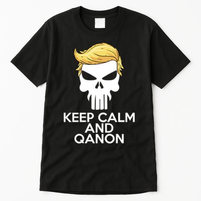 Trump Punisher Skull Keep Calm And Qanon Tall T-Shirt