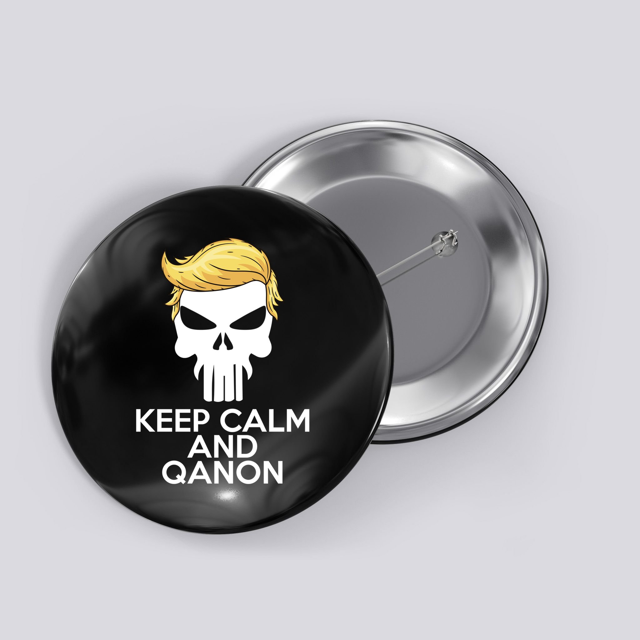 Trump Punisher Skull Keep Calm And Qanon Button