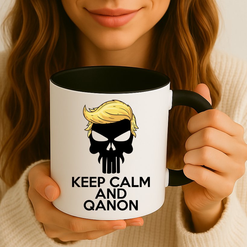 Trump Punisher Skull Keep Calm And Qanon Mug