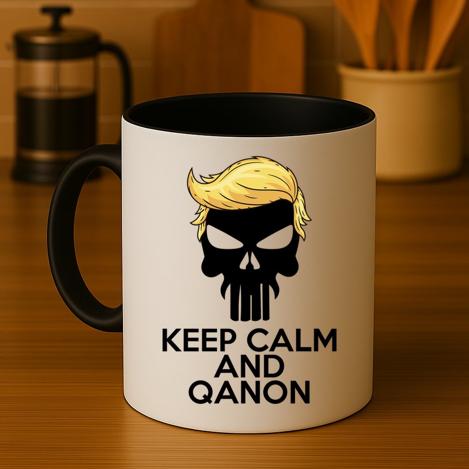 Trump Punisher Skull Keep Calm And Qanon Mug