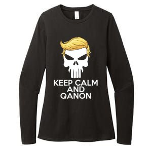 Trump Punisher Skull Keep Calm And Qanon Womens CVC Long Sleeve Shirt