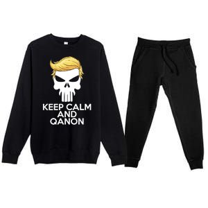 Trump Punisher Skull Keep Calm And Qanon Premium Crewneck Sweatsuit Set