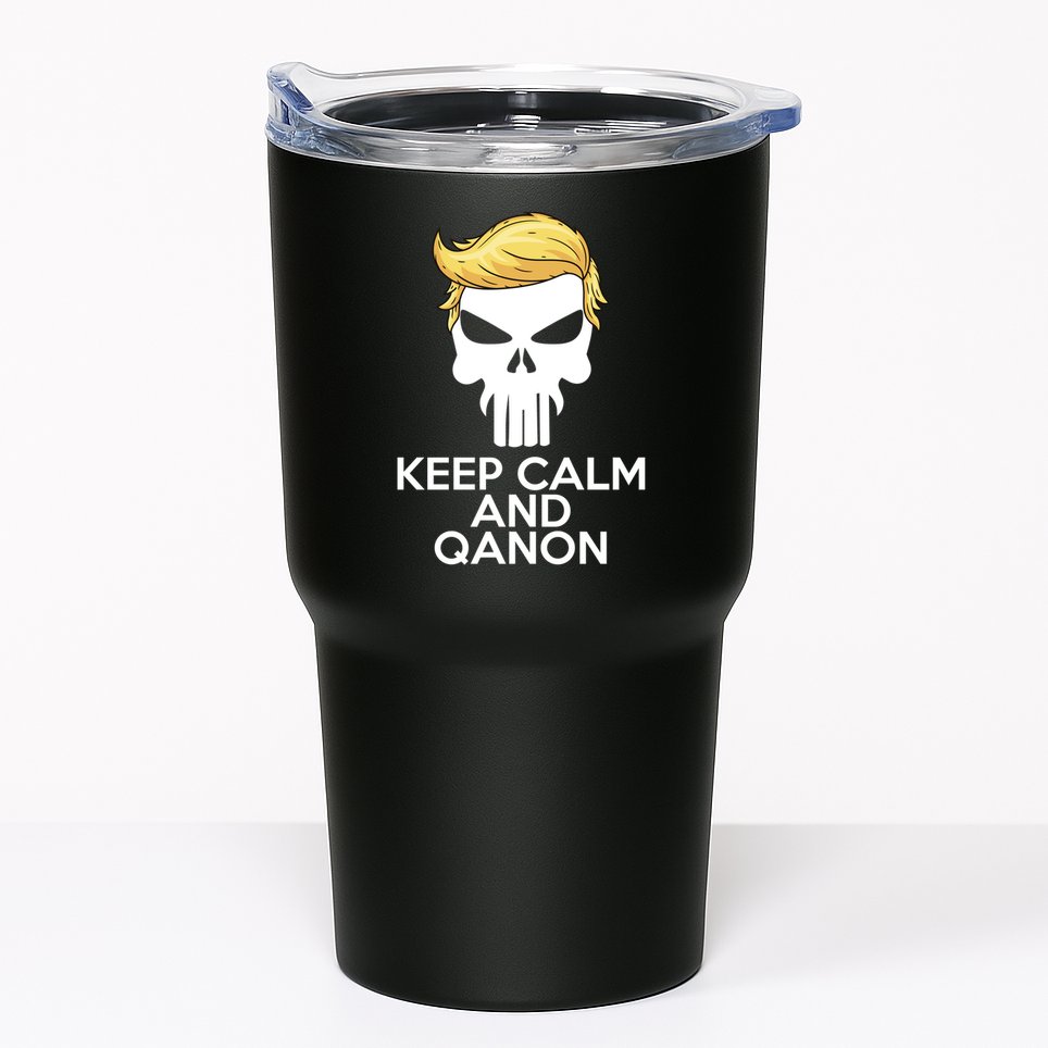 Trump Punisher Skull Keep Calm And Qanon Tumbler
