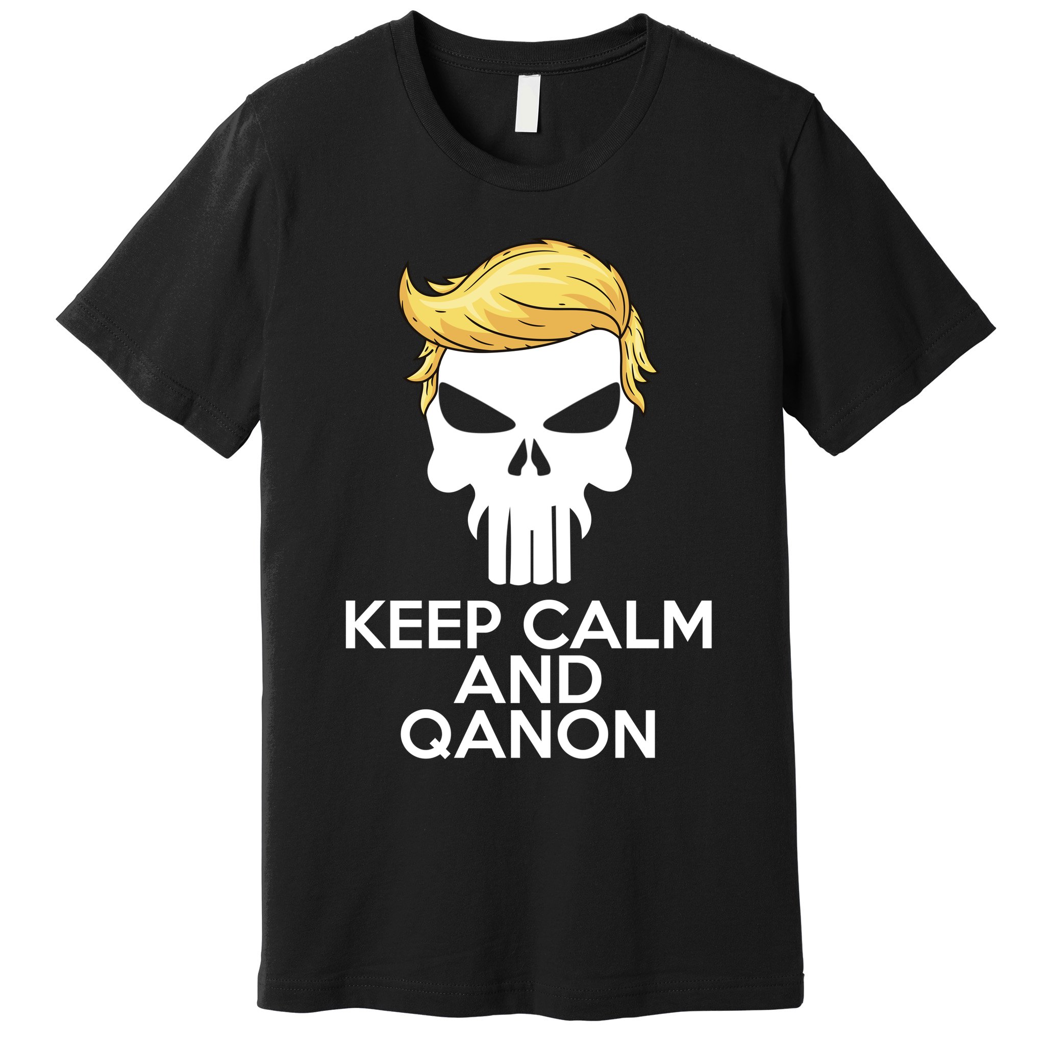 Trump Punisher Skull Keep Calm And Qanon Premium T-Shirt