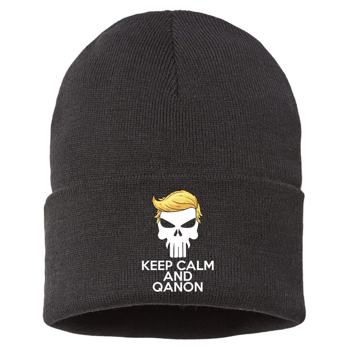Trump Punisher Skull Keep Calm And Qanon Sustainable Knit Beanie