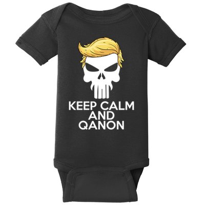 Trump Punisher Skull Keep Calm And Qanon Baby Bodysuit