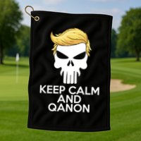 Trump Punisher Skull Keep Calm And Qanon Golf Towel