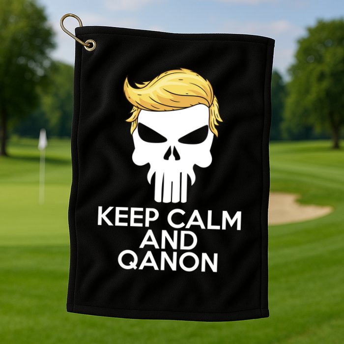 Trump Punisher Skull Keep Calm And Qanon Golf Towel
