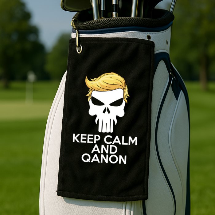 Trump Punisher Skull Keep Calm And Qanon Golf Towel