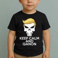 Trump Punisher Skull Keep Calm And Qanon Toddler T-Shirt