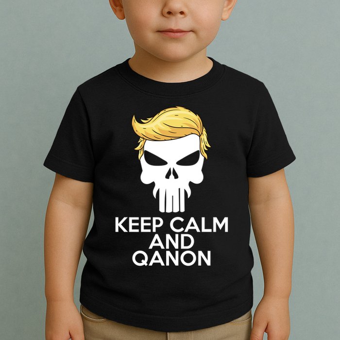 Trump Punisher Skull Keep Calm And Qanon Toddler T-Shirt