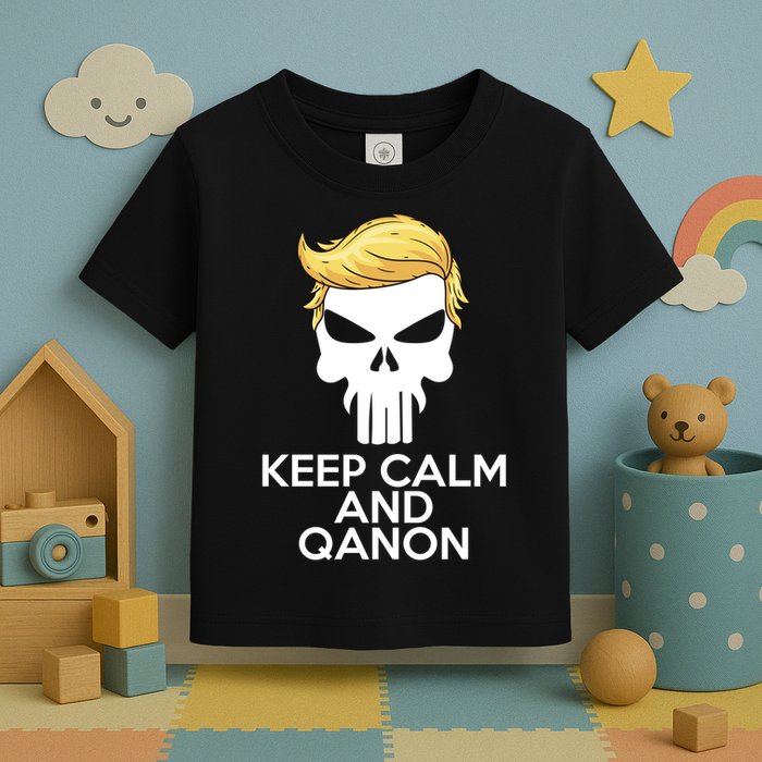 Trump Punisher Skull Keep Calm And Qanon Toddler T-Shirt