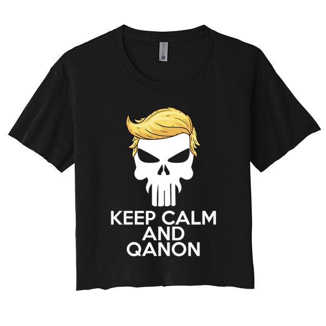 Trump Punisher Skull Keep Calm And Qanon Crop Top