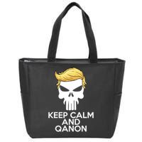 Trump Punisher Skull Keep Calm And Qanon Zip Tote Bag