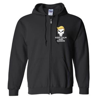 Trump Punisher Skull Keep Calm And Qanon Full Zip Hoodie