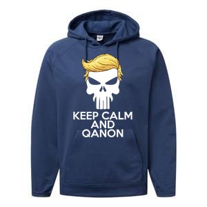 Trump Punisher Skull Keep Calm And Qanon Performance Fleece Hoodie