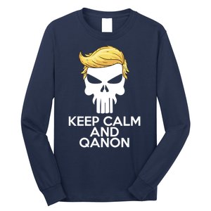 Trump Punisher Skull Keep Calm And Qanon Long Sleeve Shirt