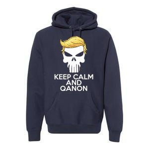 Trump Punisher Skull Keep Calm And Qanon Premium Hoodie