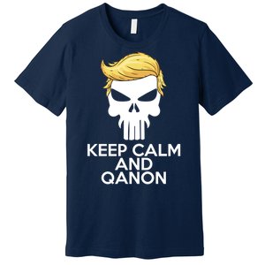 Trump Punisher Skull Keep Calm And Qanon Premium T-Shirt