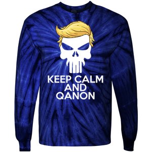 Trump Punisher Skull Keep Calm And Qanon Tie-Dye Long Sleeve Shirt