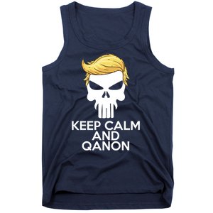 Trump Punisher Skull Keep Calm And Qanon Tank Top