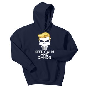 Trump Punisher Skull Keep Calm And Qanon Kids Hoodie