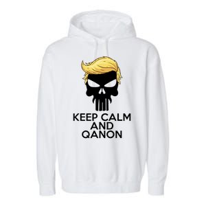 Trump Punisher Skull Keep Calm And Qanon Garment-Dyed Fleece Hoodie