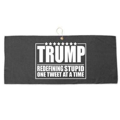 Trump Redefing Stupid One Tweet At A Time Large Microfiber Waffle Golf Towel