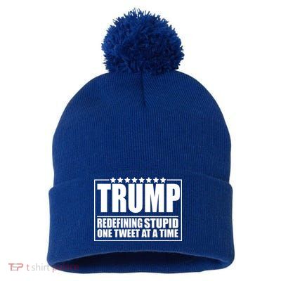 Trump Redefing Stupid One Tweet At A Time Pom Pom 12in Knit Beanie