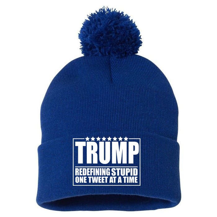 Trump Redefing Stupid One Tweet At A Time Pom Pom 12in Knit Beanie