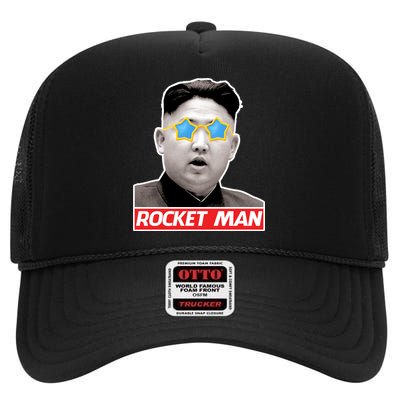 Trump Rocket Man Kim Jong Un High Crown Mesh Back Trucker Hat