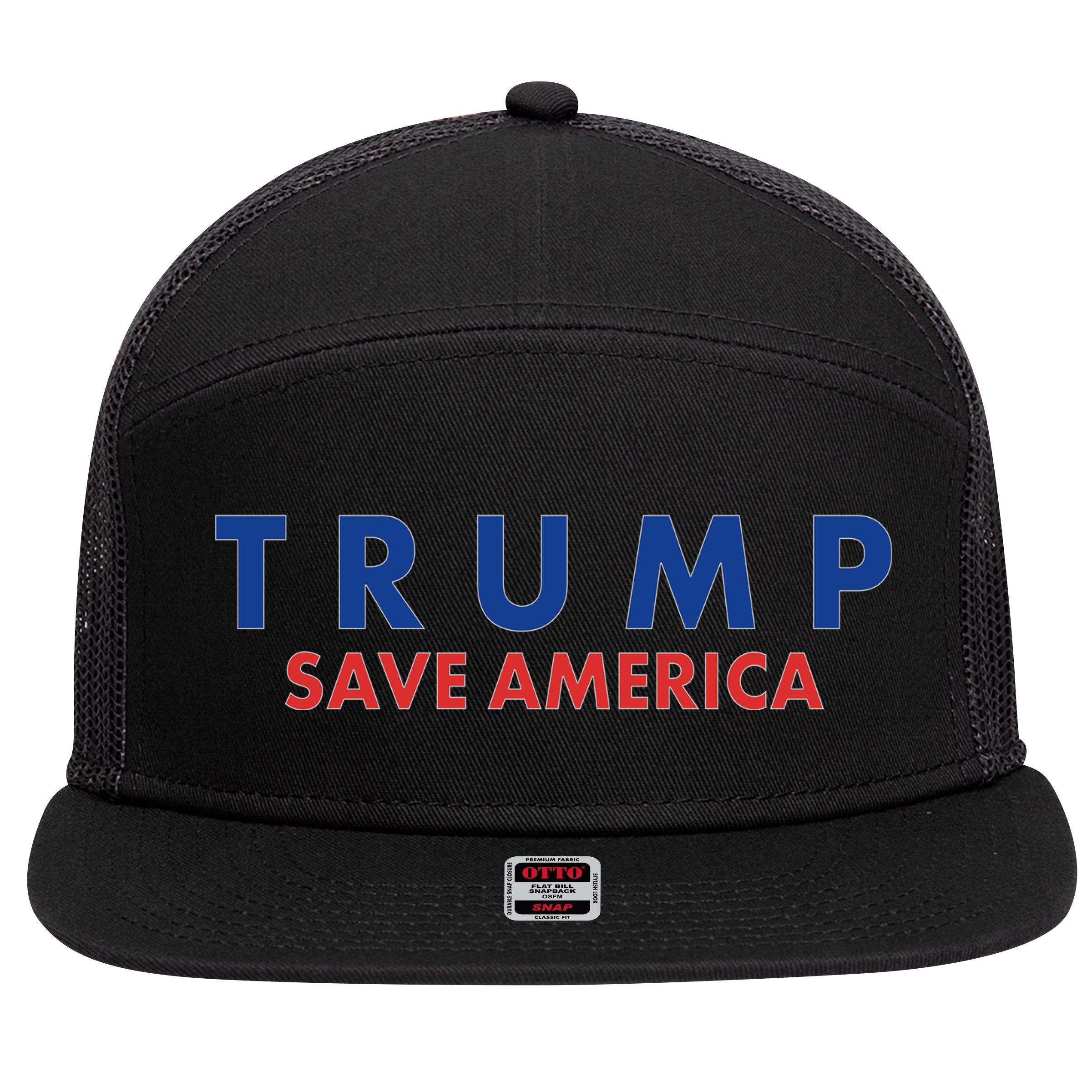 Trump Save American Logo 7 Panel Mesh Trucker Snapback Hat