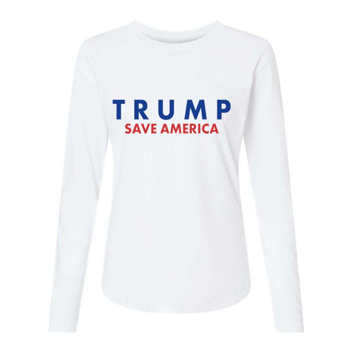 Trump Save American Logo Womens Cotton Relaxed Long Sleeve T-Shirt