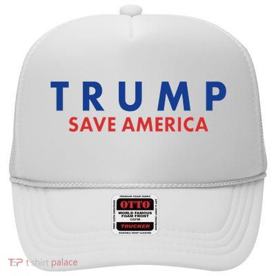 Trump Save American Logo High Crown Mesh Back Trucker Hat