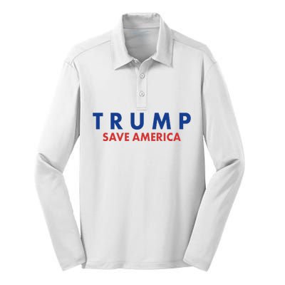 Trump Save American Logo Silk Touch Performance Long Sleeve Polo