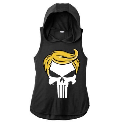 Trump Skull Ladies PosiCharge Tri-Blend Wicking Draft Hoodie Tank