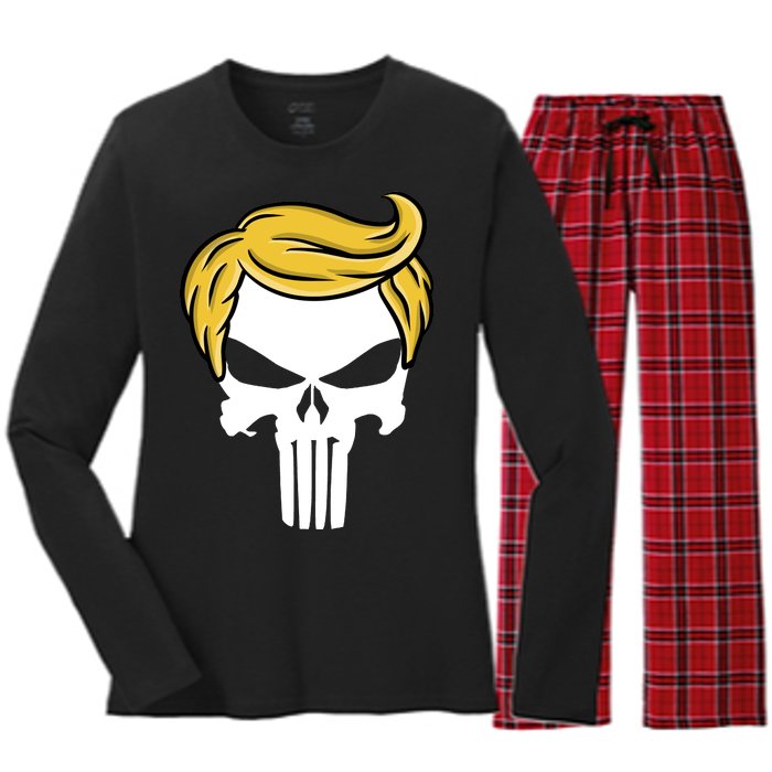 Trump Skull Women's Long Sleeve Flannel Pajama Set 