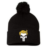 Trump Skull Pom Pom 12in Knit Beanie